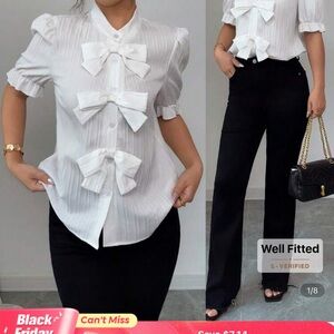 White Bow Blouse